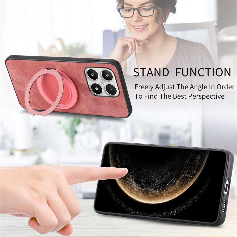 For Xiaomi 17 Case with Tempered Glass Screen Protector Stress Relief Kickstand Retro Leather Phone Back Cover