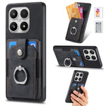 For Xiaomi 17 Case with Tempered Glass Screen Protector Card Slots PU Leather Ring Holder Kickstand Back Cover