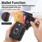 For Xiaomi 17 Case with Tempered Glass Screen Protector Card Slots PU Leather Ring Holder Kickstand Back Cover