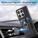 For Xiaomi 17 Case with Tempered Glass Screen Protector Card Slots PU Leather Ring Holder Kickstand Back Cover