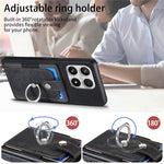 For Xiaomi 17 Case with Tempered Glass Screen Protector Card Slots PU Leather Ring Holder Kickstand Back Cover