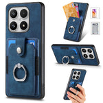 For Xiaomi 17 Case with Tempered Glass Screen Protector Card Slots PU Leather Ring Holder Kickstand Back Cover