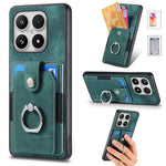 For Xiaomi 17 Case with Tempered Glass Screen Protector Card Slots PU Leather Ring Holder Kickstand Back Cover