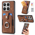 For Xiaomi 17 Case with Tempered Glass Screen Protector Card Slots PU Leather Ring Holder Kickstand Back Cover