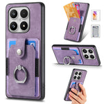 For Xiaomi 17 Case with Tempered Glass Screen Protector Card Slots PU Leather Ring Holder Kickstand Back Cover