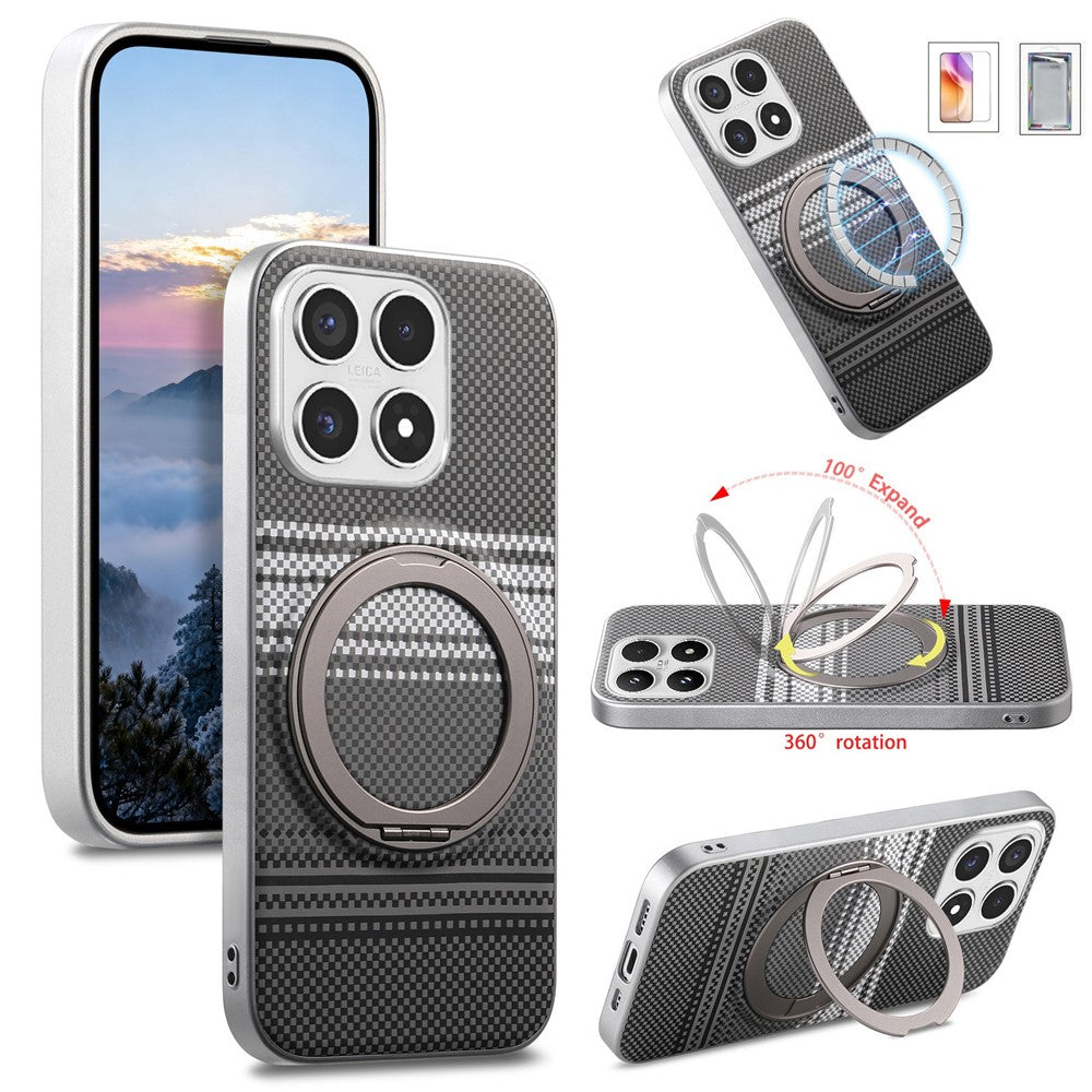 For Xiaomi 17 Magnetic Case with Tempered Glass Flim Gradient Color Leather Back Phone Cover
