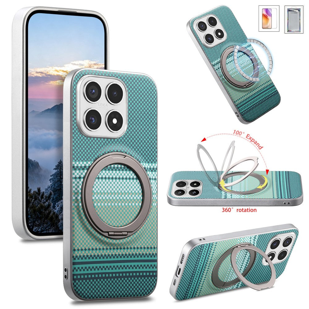 For Xiaomi 17 Magnetic Case with Tempered Glass Flim Gradient Color Leather Back Phone Cover