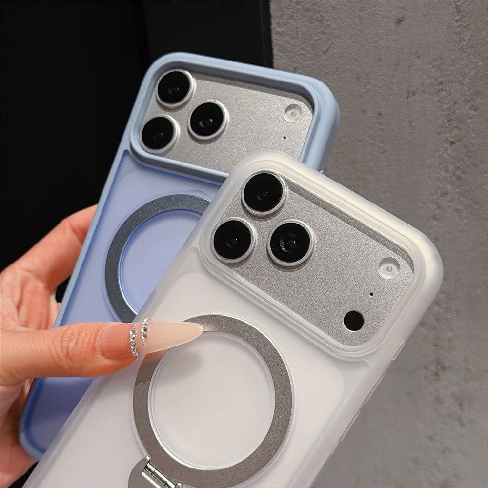 Til iPhone 18 Pro Max / 17 Pro Max Magnetisk Cover med Roterende Ring Kickstand TPU + PC Telefoncover