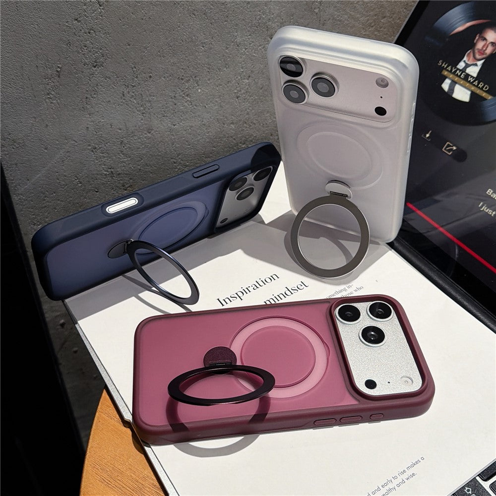 Til iPhone 18 Pro Max / 17 Pro Max Magnetisk Cover med Roterende Ring Kickstand TPU + PC Telefoncover
