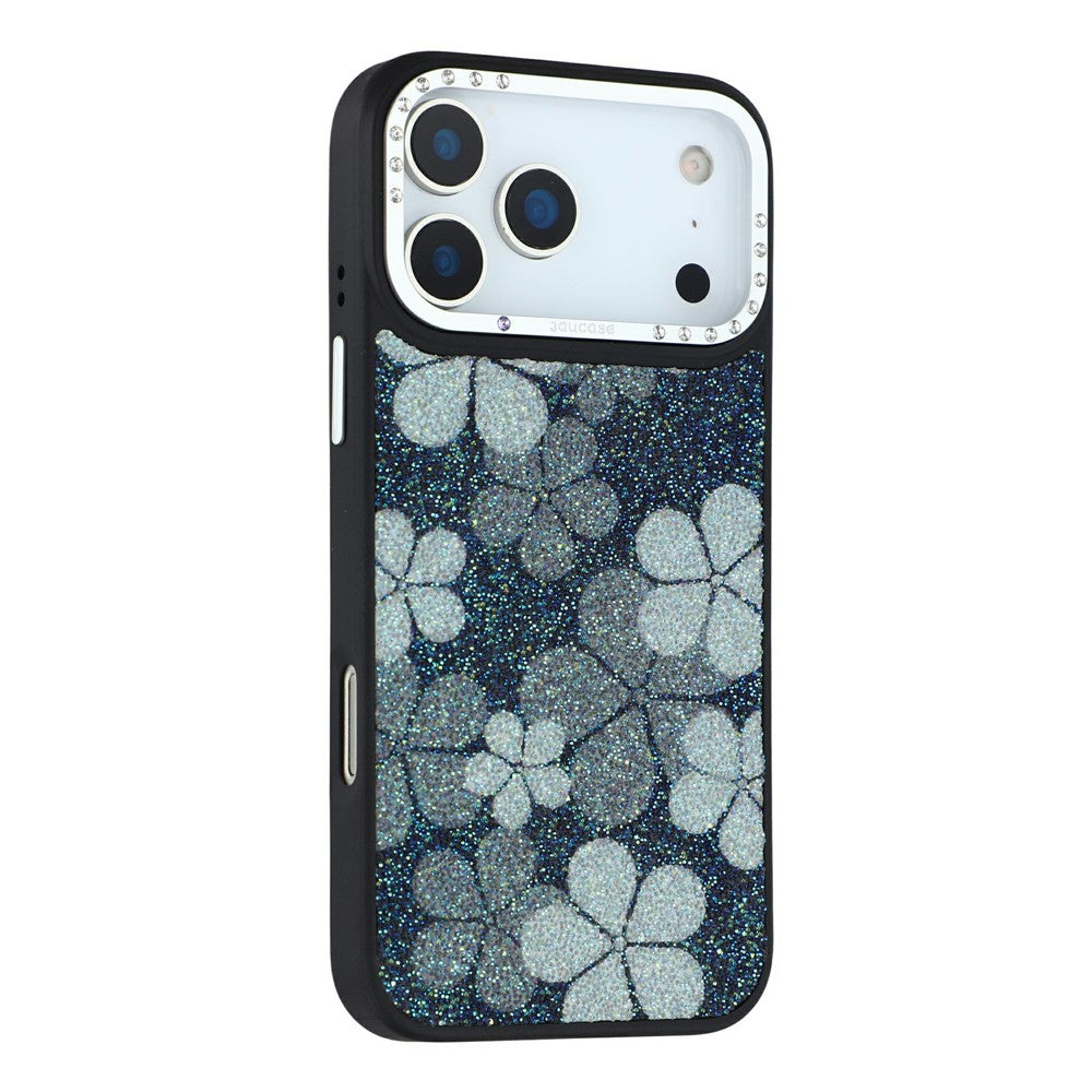 JAUCASE för iPhone 18 Pro Max / 17 Pro Max Magnetiskt Skal Glitter Blommönster PU + TPU + PC mobil Baksida