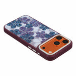 JAUCASE for iPhone 18 Pro / 17 Pro Magnetic Case Glitter Flower Pattern PU + TPU + PC Phone Back Cover
