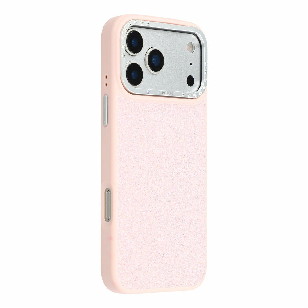 JAUCASE for iPhone 18 Pro Max / 17 Pro Max Magnetic Case Rhinestone Lens Frame Textured PU + TPU + PC Phone Back Cover