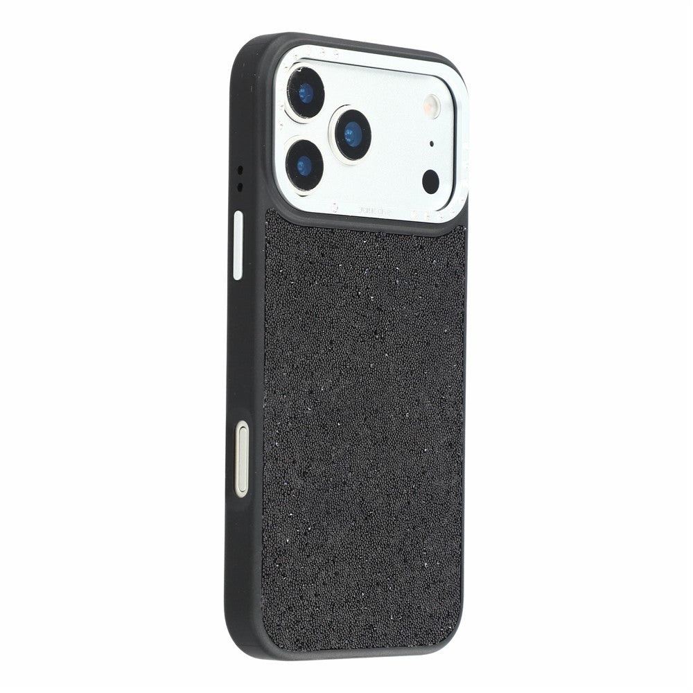 JAUCASE for iPhone 18 Pro Max / 17 Pro Max Magnetic Case Rhinestone Lens Frame Textured PU + TPU + PC Phone Back Cover