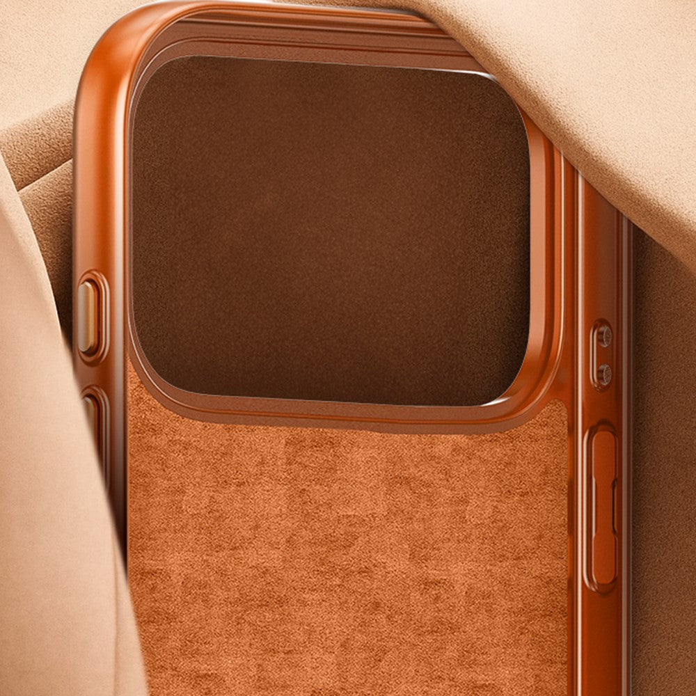 JAUCASE for iPhone 18 Pro / 17 Pro Magnetic Case Linen Texture Rotary Ring Kickstand PC + TPU Phone Cover