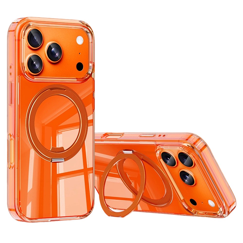 For iPhone 18 Pro / 17 Pro Case Magnetic Rotating Kickstand Anti Yellowing PC + TPU Phone Cover