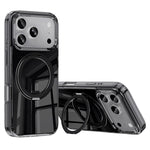 For iPhone 18 Pro / 17 Pro Case Magnetic Rotating Kickstand Anti Yellowing PC + TPU Phone Cover