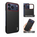 IMAK til iPhone 18 Pro Max / iPhone 17 Pro Max Ruiyi-serien cover i kulfibertekstur læder + PC beskyttende cover