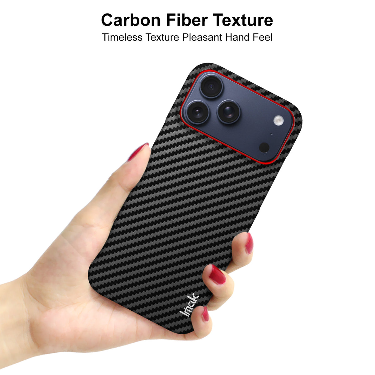 IMAK til iPhone 18 Pro Max / iPhone 17 Pro Max Ruiyi-serien cover i kulfibertekstur læder + PC beskyttende cover