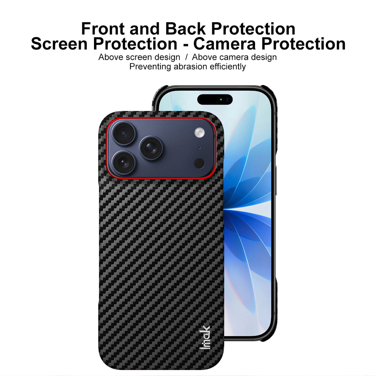 IMAK til iPhone 18 Pro Max / iPhone 17 Pro Max Ruiyi-serien cover i kulfibertekstur læder + PC beskyttende cover