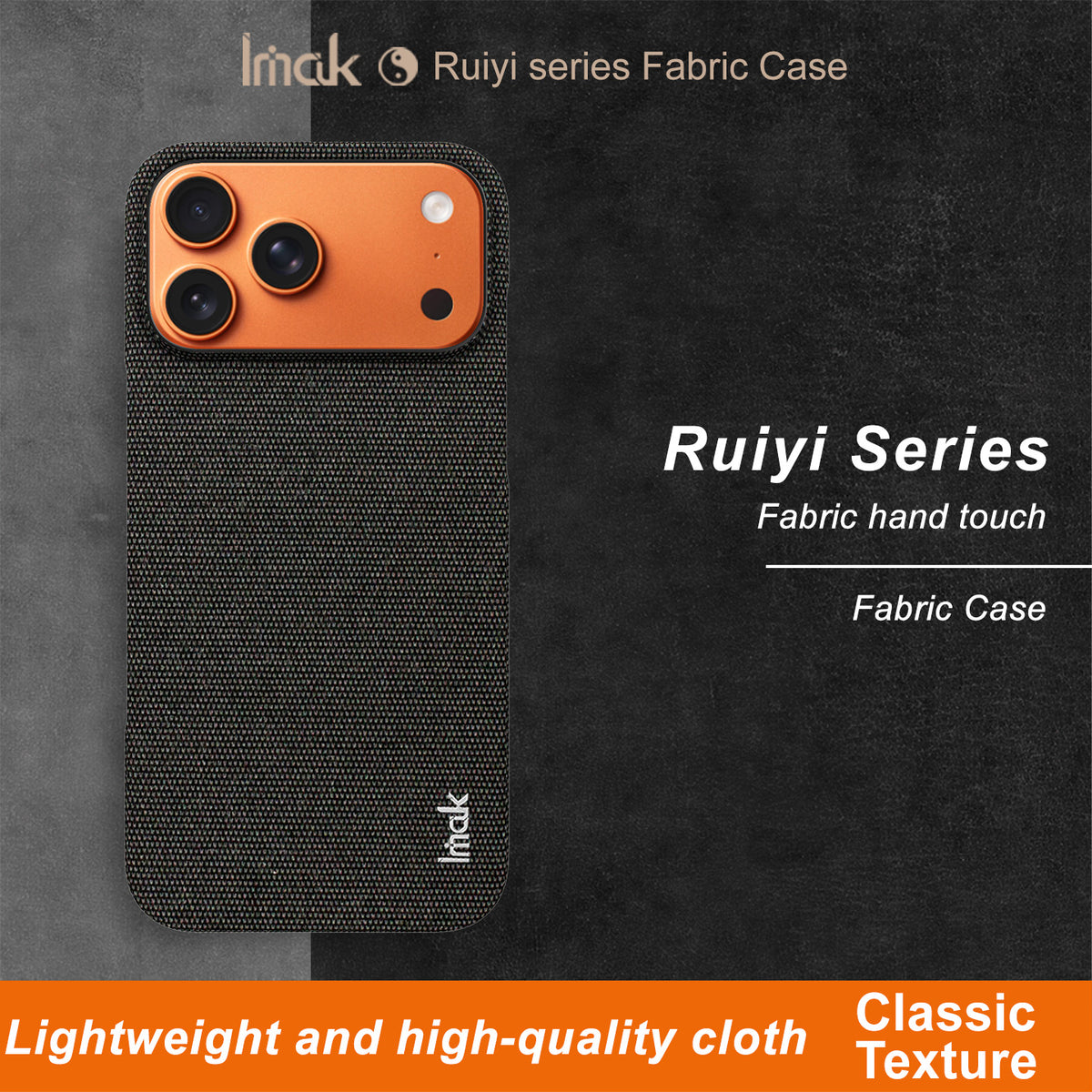 IMAK for iPhone 18 Pro / iPhone 17 Pro Ruiyi Series Case Fabric Texture Leather + PC Phone Back Cover