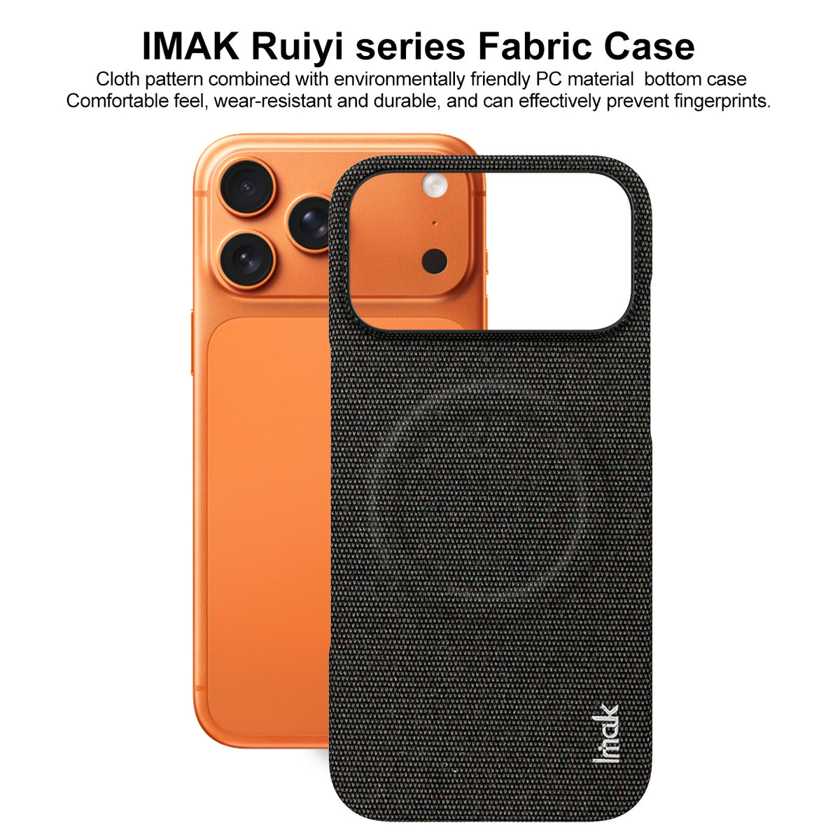 IMAK for iPhone 18 Pro / iPhone 17 Pro Ruiyi Series Magnetic Case Fabric Texture Leather + PC Phone Back Cover