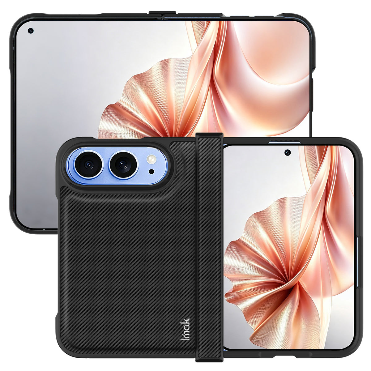 IMAK for iPhone Fold Ruiyi Series Case Carbon Fiber Texture Leather + PC Phone Cover