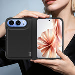 IMAK for iPhone Fold Ruiyi Series Case Carbon Fiber Texture Leather + PC Phone Cover