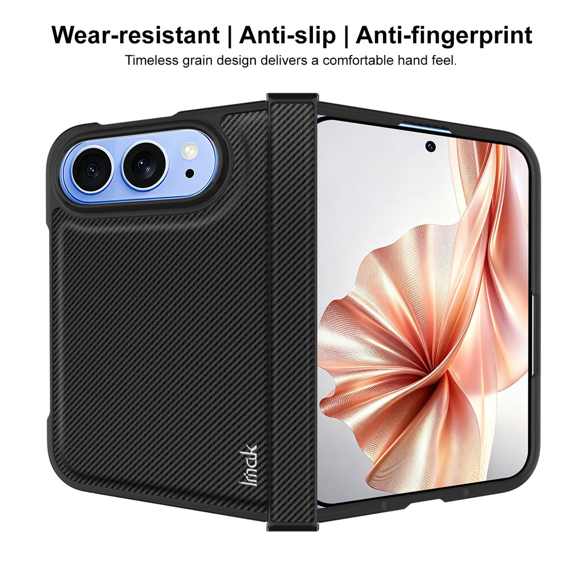 IMAK for iPhone Fold Ruiyi Series Case Carbon Fiber Texture Leather + PC Phone Cover