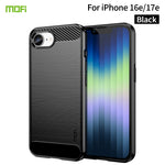 MOFI for iPhone 16e / iPhone 17e Back Cover Brushed Texture Carbon Fiber Soft TPU Case