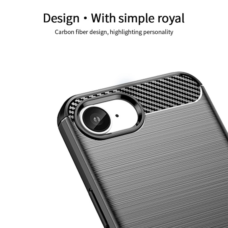 MOFI for iPhone 16e / iPhone 17e Back Cover Brushed Texture Carbon Fiber Soft TPU Case