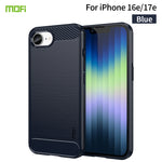 MOFI for iPhone 16e / iPhone 17e Back Cover Brushed Texture Carbon Fiber Soft TPU Case