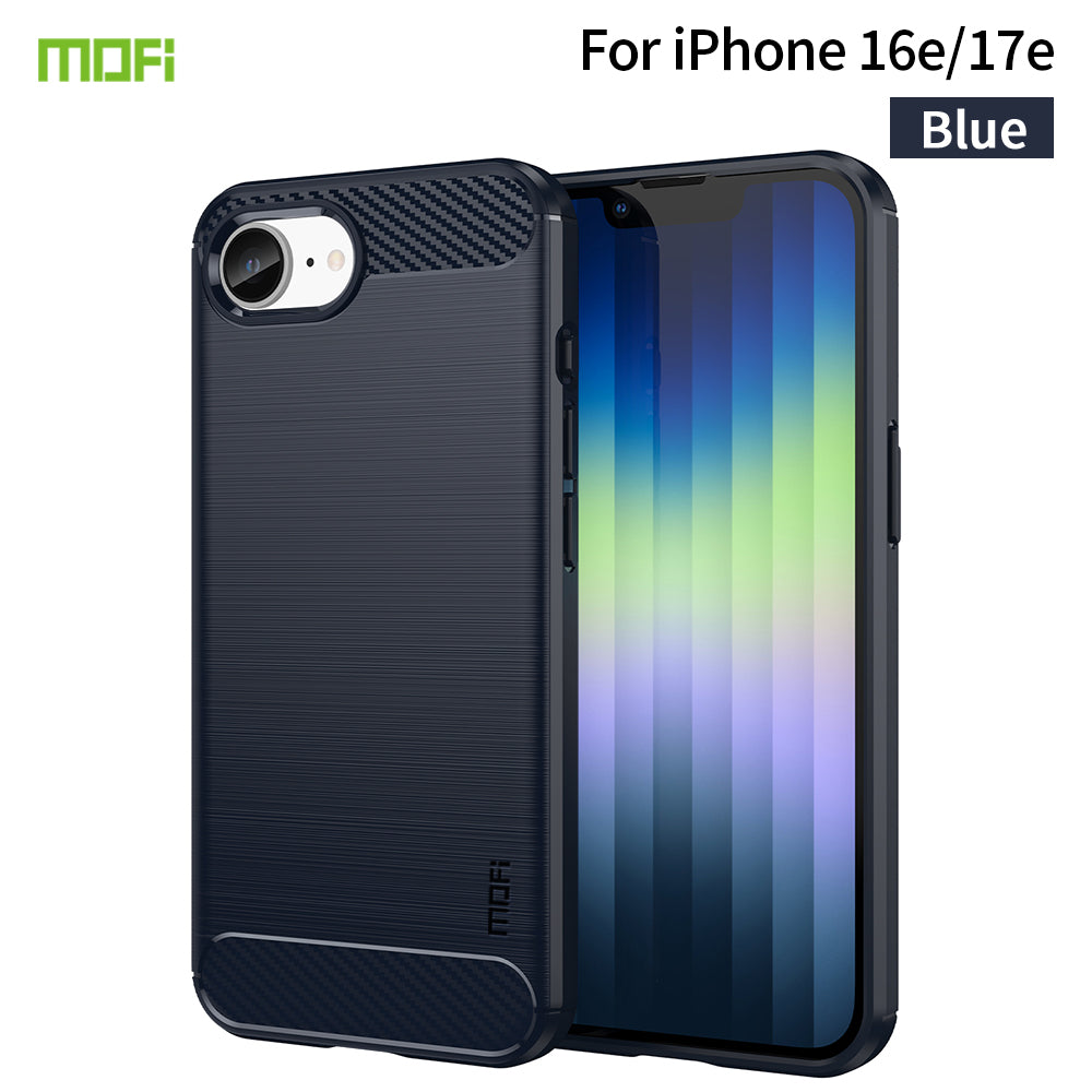 MOFI for iPhone 16e / iPhone 17e Back Cover Brushed Texture Carbon Fiber Soft TPU Case