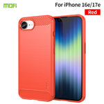 MOFI for iPhone 16e / iPhone 17e Back Cover Brushed Texture Carbon Fiber Soft TPU Case