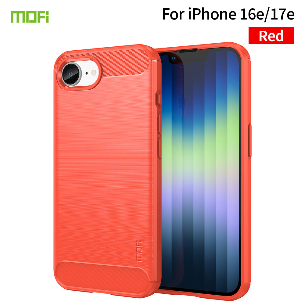 MOFI for iPhone 16e / iPhone 17e Back Cover Brushed Texture Carbon Fiber Soft TPU Case