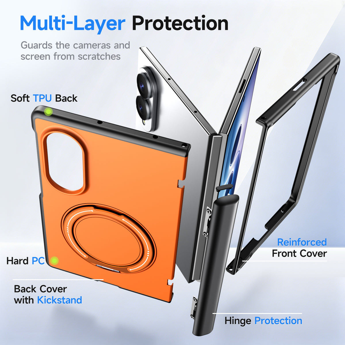 For Samsung Galaxy Z Fold8 Magnetic Case Rotating Kickstand TPU + PC Phone Cover