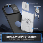 For Honor X7e Plus 4G / Honor X7e Plus 5G / Honor 600 Smart 5G Case with Slide Camera Cover Kickstand PC + TPU Protective Phone Shell