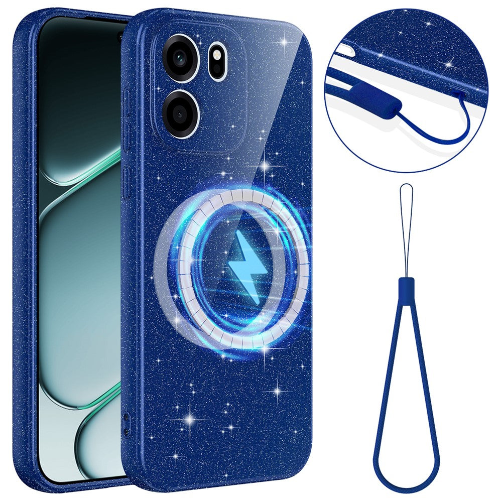 For OnePlus Nord CE6 5G Magnetic Case Glitter TPU Shockproof Phone Cover with Lanyard