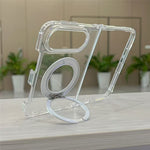 For iPhone Fold Case Magnetic Foldable Kickstand Clear PC Shockproof Phone Cover