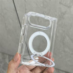 For iPhone Fold Case Magnetic Foldable Kickstand Clear PC Shockproof Phone Cover