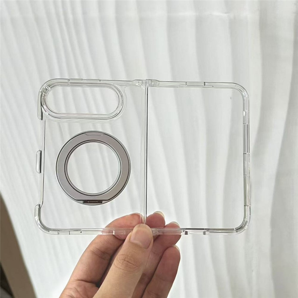 For iPhone Fold Case Magnetic Foldable Kickstand Clear PC Shockproof Phone Cover