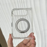 For iPhone Fold Case Magnetic Foldable Kickstand Clear PC Shockproof Phone Cover