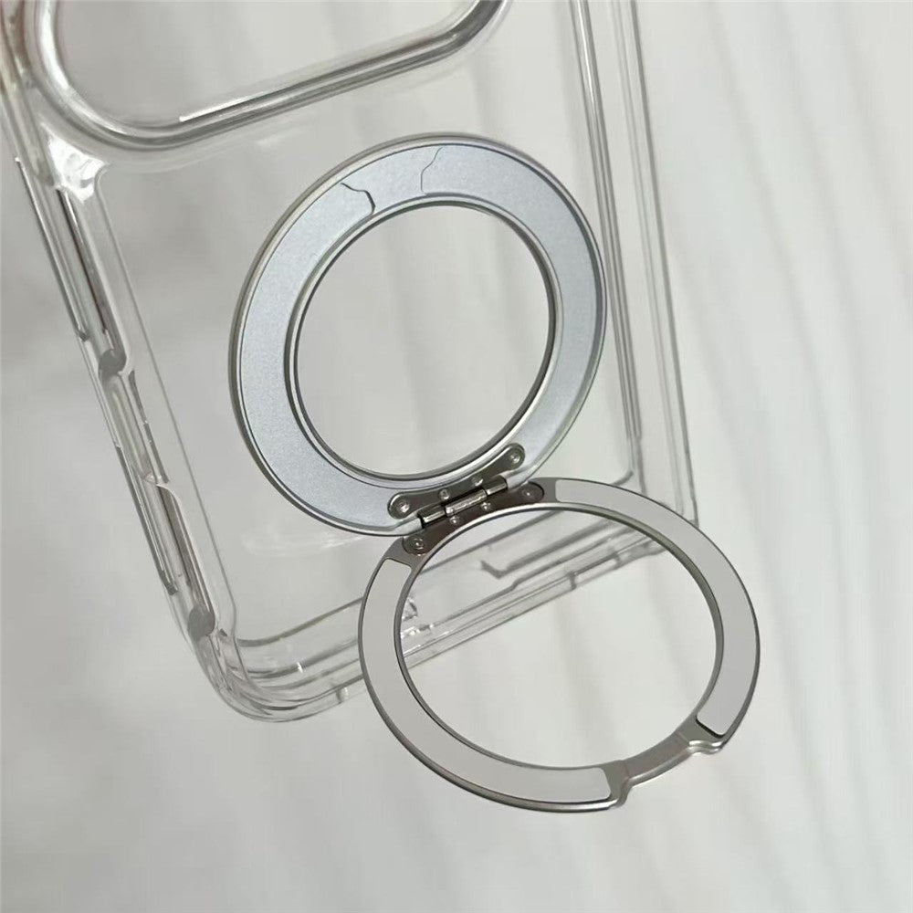 For iPhone Fold Case Magnetic Foldable Kickstand Clear PC Shockproof Phone Cover
