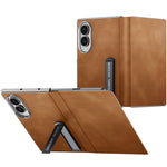 For Samsung Galaxy Z Fold8 Case with Kickstand Shockproof Slim Textured Leather Phone Cover