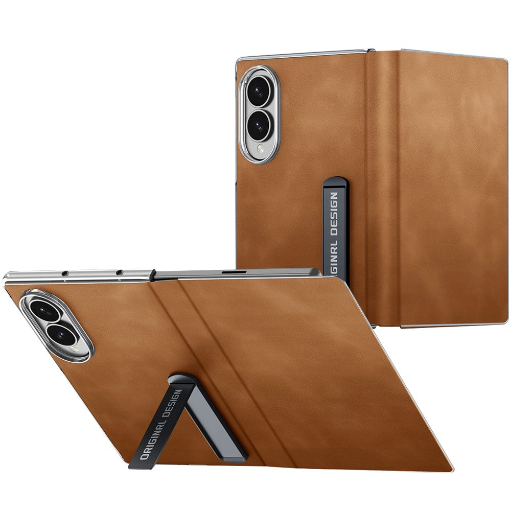 For Samsung Galaxy Z Fold8 Case with Kickstand Shockproof Slim Textured Leather Phone Cover