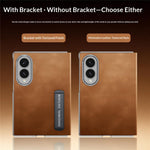 For Samsung Galaxy Z Fold8 Case with Kickstand Shockproof Slim Textured Leather Phone Cover