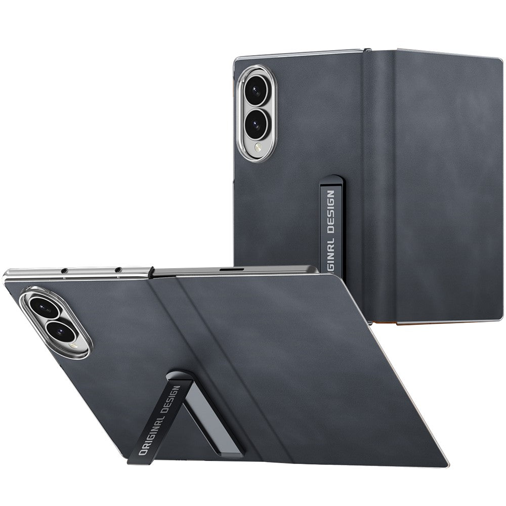For Samsung Galaxy Z Fold8 Case with Kickstand Shockproof Slim Textured Leather Phone Cover