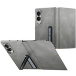 For Samsung Galaxy Z Fold8 Case with Kickstand Shockproof Slim Textured Leather Phone Cover
