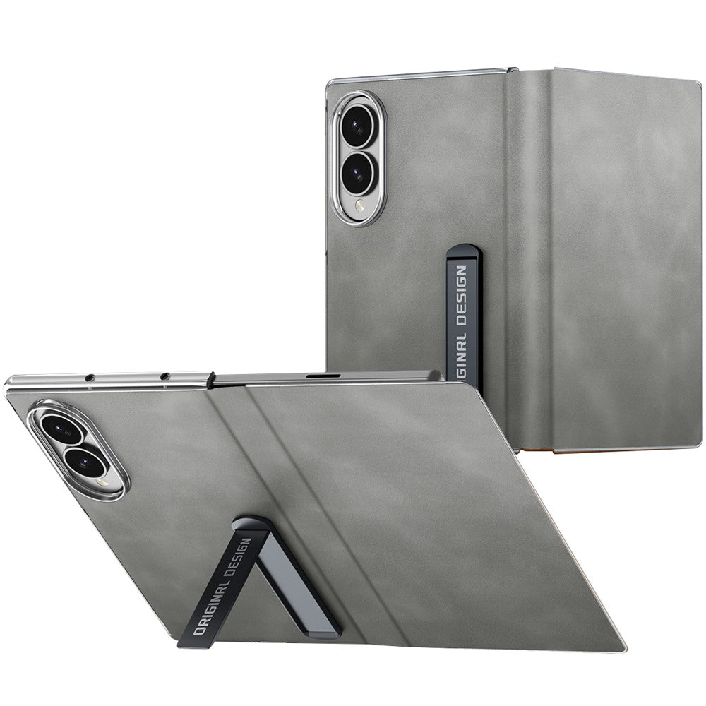 For Samsung Galaxy Z Fold8 Case with Kickstand Shockproof Slim Textured Leather Phone Cover