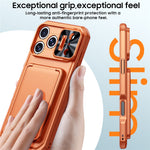 For iPhone 18 Pro / 17 Pro Case Slide Lens Cover RFID Blocking Magnetic Card Holder PC + TPU Phone Shell