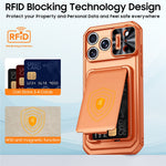 Til iPhone 18 Pro Max / 17 Pro Max Cover med skydelåg til linse, RFID-blokerende magnetisk kortholder, PC + TPU telefoncover